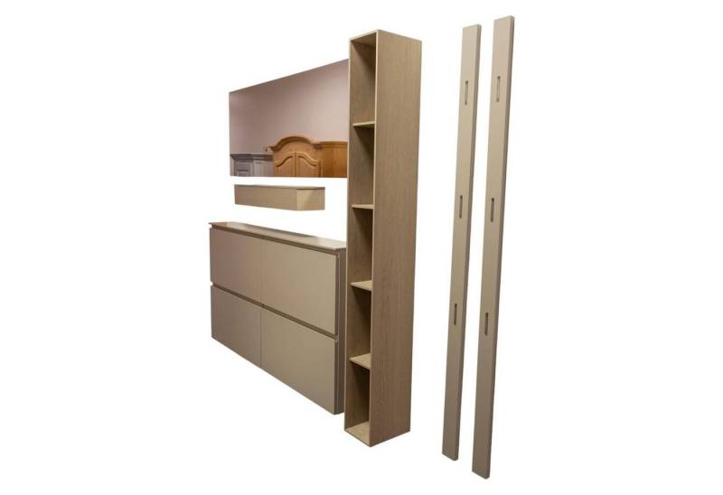 Sudbrock Garderobenständer Garderobe Tando Glattlack 408 Terra Grau Beige Eiche Sahara von Sudbrock