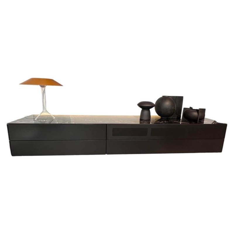 Tv Lowboard Cubo Glattlack Cosmos 436 Anthrazit Abdeckplatte Keramik Marmor Schw... von Sudbrock