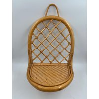 Boho Rattan Wandregal 40×25 cm - Ovales Hängeregal Mit Ablage, Natur, Vintage von SudeTeoAntique