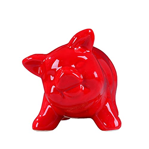 Statue Skulptur Dekor 12 Sternzeichen Schwein Dekoration Desktop Kleine Skulptur Weinschrank Chinesisches Zuhause Feng Shui Schmuck Keramik Tier Sternzeichen Dekoration Schwarz Rot Statue Dekoration ( von Sudemota