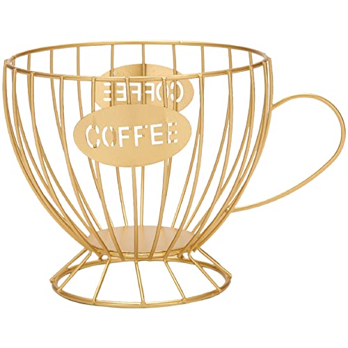 Sudemota Kaffee Kapsel Aufbewahrungs Korb Kaffee Tasse Korb Kaffee Pad Organizer Halter Kaffee Pad Halter Kaffee ZubehöR (Gold) von Sudemota