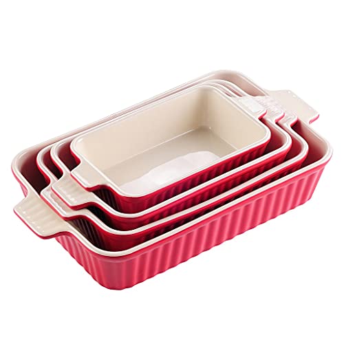 Sudemota Teller 4-teiliges Tisch-Auflaufformen-Set mit Keramikgriff, ideal for Lasagne/Kuchen/Auflauf/Tapas (Color : B) von Sudemota