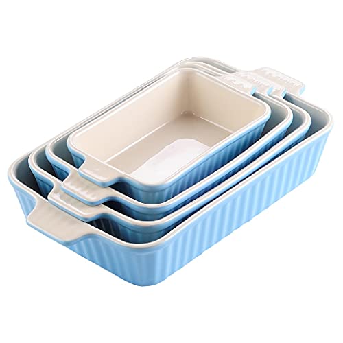 Sudemota Teller 4-teiliges Tisch-Auflaufformen-Set mit Keramikgriff, ideal for Lasagne/Kuchen/Auflauf/Tapas (Color : D) von Sudemota