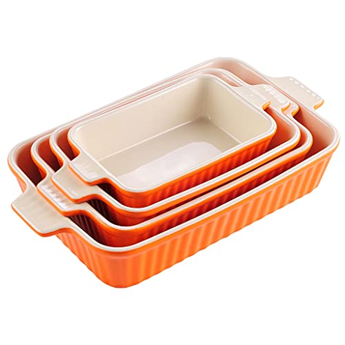 Sudemota Teller 4-teiliges Tisch-Auflaufformen-Set mit Keramikgriff, ideal for Lasagne/Kuchen/Auflauf/Tapas (Color : XS) von Sudemota