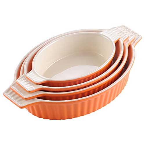 Sudemota Teller 4-teiliges ovales Auflaufform-Set Ofen-zu-Tisch-Auflaufform mit Keramikgriffen, ideal for Lasagne/Kuchen/Auflauf/Tapas (Color : D) von Sudemota