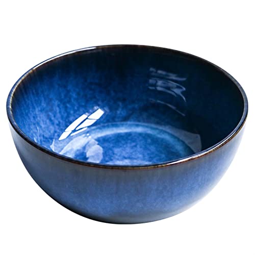 Sudemota Teller Schüsseln Salatschüssel Keramik Blau Porzellan Tropfschale Geschirr Tiefe Schüssel Dunkelblau Schüssel mit großem Fassungsvermögen von Sudemota