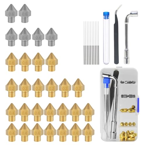 Sudnsadaks 30 Stück 3D Drucker Messing Stainless Steel-Hotend-Düsen, 0,4 mm 0,2 mm 0,6 mm Kompatibel Creality Ender 3 V2 /Ender 3/Ender 3 Pro/Ender 3 Max/Ender 5 Pro/Ender 3 S1/Ender 3 Neo/Cr 10 Serie Sudnsadaks 30 Stück 3D Drucker Messing Stainless Steel-Hotend-Düsen, 0,4 mm 0,2 mm 0,6 mm Kompatibel Creality Ender 3 V2 /Ender 3/Ender 3 Pro/Ender 3 Max/Ender 5 Pro/Ender 3 S1/Ender 3 Neo/Cr 10 Serie von Sudnsadaks