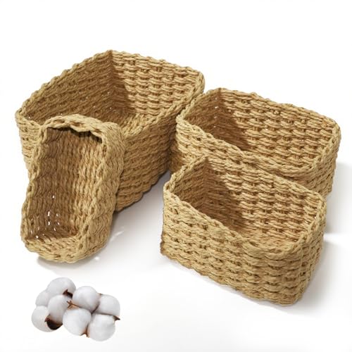 Sudnsadaks 4 Stück Aufbewahrungskorb, Geflochten Stapelbarer Badezimmer Körbe Aufbewahrung, Geeignet Als Windel Organizer und Besteckkorb, Storage Basket für Wohnzimmer Küchen Kinderzimmer Bad Sudnsadaks 4 Stück Aufbewahrungskorb, Geflochten Stapelbarer Badezimmer Körbe Aufbewahrung, Geeignet Als Windel Organizer und Besteckkorb, Storage Basket für Wohnzimmer Küchen Kinderzimmer Bad von Sudnsadaks