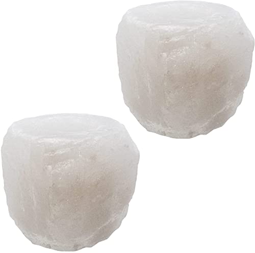 SudoreWell® 2 x Salzkristall Teelicht Teelichthalter Halit Natur in weiß aus der Salt Range Pakistan von SudoreWell