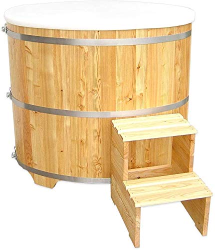 SudoreWell® Sauna Tauchbecken Tauchbottich aus hochwertigem Lärchenholz inkl. Kunststoffeinsatz und Treppe (740) von SudoreWell