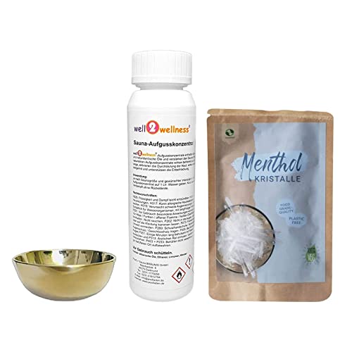 SudoreWell® Sauna Verdampferschale klein Ø 5cm / 2cm hoch plus Saunaaufguss 125ml Lemongras und 10g SudoreWell Menthol Kristalle von SudoreWell