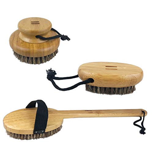 SudoreWell® hochwertiges Bürsten Set aus Bambusholz mit Naturhaar - Rückenbürste, Nagelbürste und Körperbürste von SudoreWell
