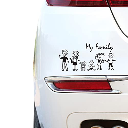 Sue Supply Strichmännchen-Familien-Autoaufkleber - Strichmännchen Familie Aufkleber - Familienaufkleber für Autoscheiben, All In The Stick Figure Family Ihr lustiger Vinyl-Aufkleber für Autos von Sue Supply