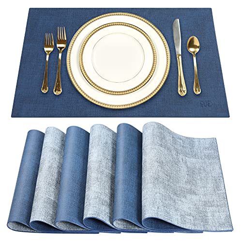 SUEH DESIGN Leder Tischsets 6er Set Tischsets Abwaschbar Lederoptik Platzdeckchen Hitzebeständiges PU Kunstleder Platzset für Hause Küche Speisetisch 43cm x 31cm von SueH Design