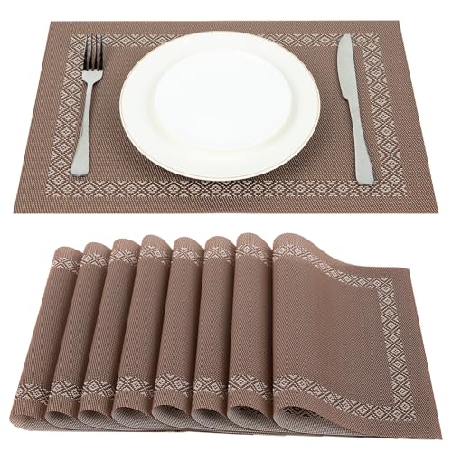 SueH Design Gewebte Tischsets Platzsets 8er Set Vinyl Hitzebeständig Platzdeckchen Abwaschbar 45cm x 30cm, Braun SueH Design Gewebte Tischsets Platzsets 8er Set Vinyl Hitzebeständig Platzdeckchen Abwaschbar 45cm x 30cm, Braun von SueH Design