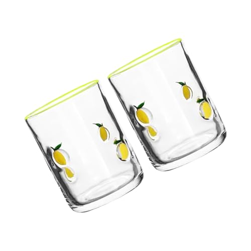 Glassäfte Mit Zitronenmotiven Tassen Set Von 2 Erschüttet Resistent 14oz Kapazität Funktional Für Unterhaltung Dining Decors Vintage Saftgläser Mit Zitronendesign von SueaLe