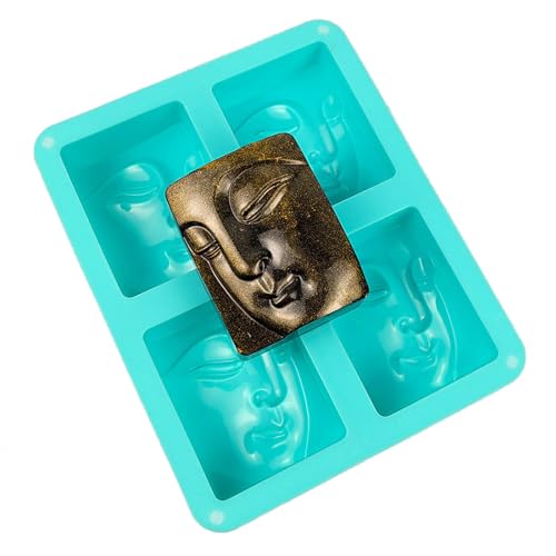 Menschliche Gesicht Kerze Formen Seifenformen 4 Löcher Buddhas Porträt Silikonform Harz Gussform Schimmelpilze Dekorationen von SueaLe