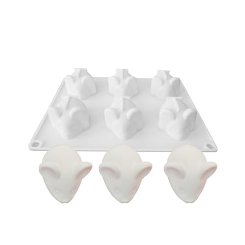 SueaLe Mini Maus Silikonform mit 6 Mulden für Fondant, Schokoladenform, Mousse Kuchendekorationswerkzeuge, DIY Seifenform, Maus Silikonform mit 6 Mulden, Mousse Dessertform von SueaLe