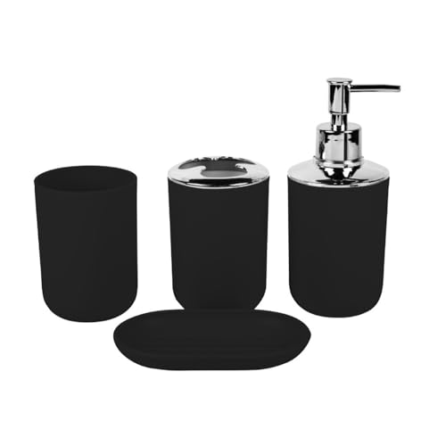 Plastik Badezimmerarbeitsplatte Organisatoren 4PCS Set Umfassen Zahnbürstenbecher Seifenspender Tablett Für Platzsparende Dekore Raumsparende Badezimmertheke Organisatoren von SueaLe