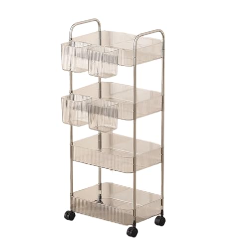 Plastik Clear Rolling Beauty Storage Cabinet Multi Regale Rolling Cart Organisatoren Karren Für Hautpflegekosmetiksammlung von SueaLe