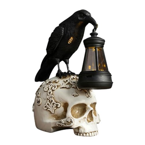 Solar Garden Light Outdoor Dekoration Krähe Schädel Form Harz Kunststatue Harz Textur Für Rasen Hof Landschaft Vintage Schädel Solar Garten Licht Krähe von SueaLe