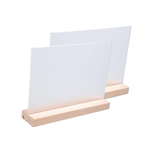 SueaLe 2pcs Clear Acrylposter Displayständer Mit Holzbasis Vertikaler Schilderhalter Theken Acryl Für Cafe Bakery Für Hochzeitsrestaurants Display von SueaLe