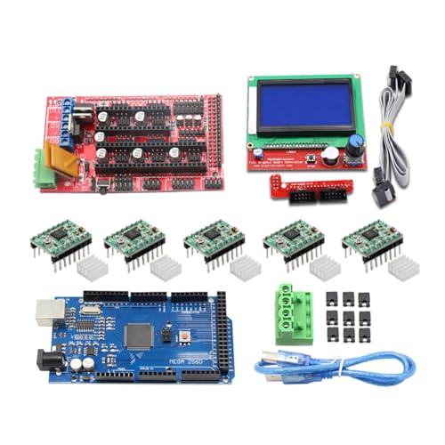 SueaLe Mega2560R3 + Ramps1.4 Controller + 12864 LCD Bedienfeld + A4988 Schritttreibermodul Komplettes 3D Drucker Teileset 3D Druckerteile von SueaLe