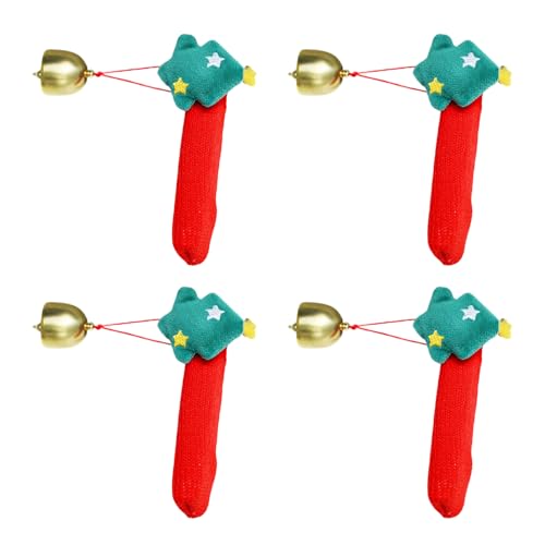 Weihnachts Tür Griffschutz Mit Hängenden Glocken Set Aus 4 Wiederverwendbaren Tuchabdeckungen Für Winter Home Decors Urlaub Holiday Homes Dekoration Set von SueaLe