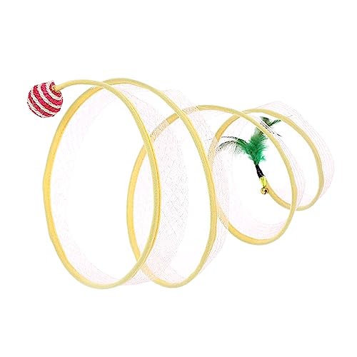Zusammenklappbarer Katzen Tunnel S Formspielzeug Mit Niedlicher Sisal Ball Feder Spieltube Spielmitte Crinkle Tunnel Katze Hideaway von SueaLe