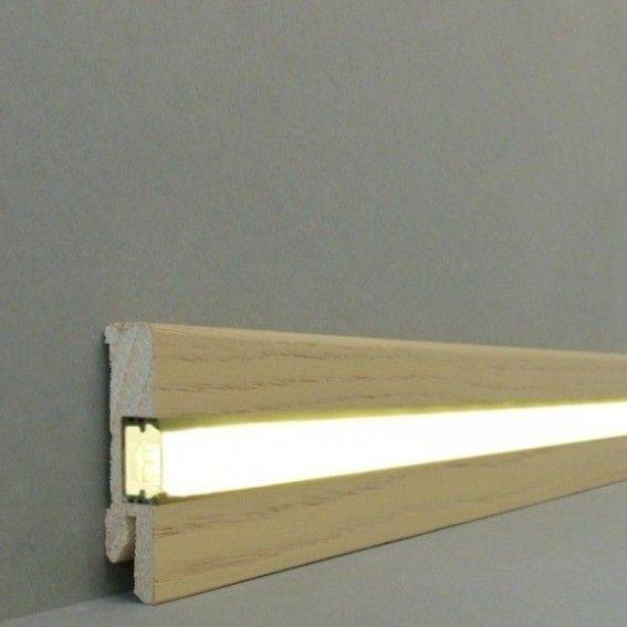 Design Licht Fußleiste Echtholz furniert, lackiert hell braun (16 x 60 x 2500 mm) 16.61.36L von Südbrock
