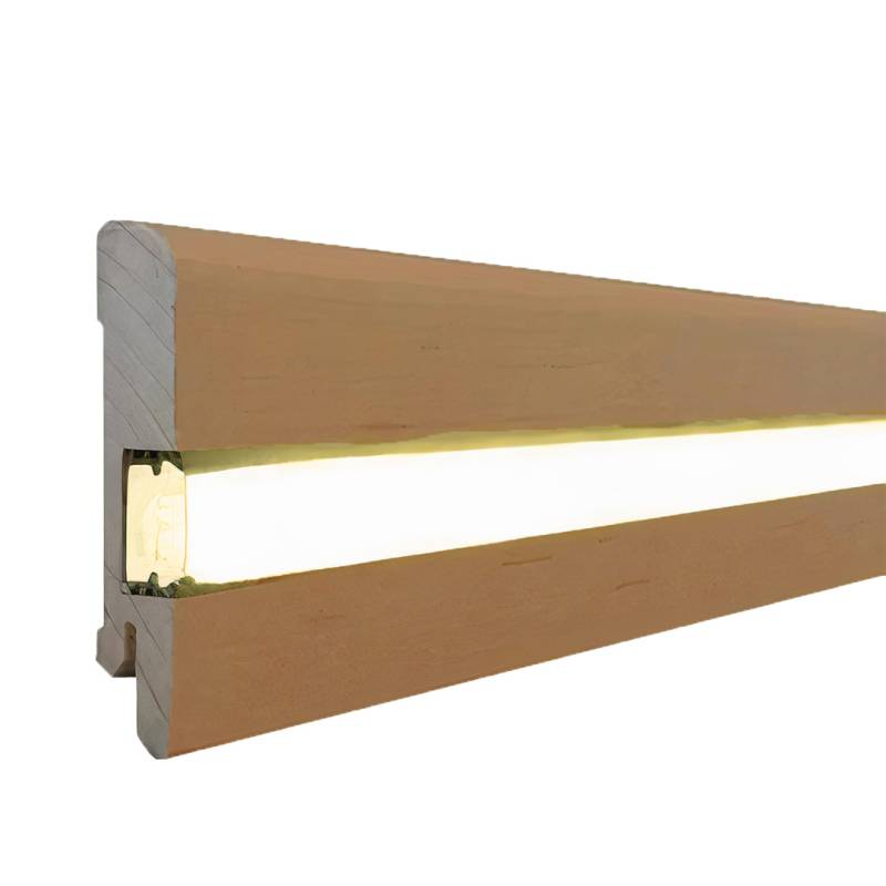 Hochwertige Licht Fußleiste Echtholz furniert lackiert braun 15 x 70 x 2500 mm by PROVISTON von PROVISTON