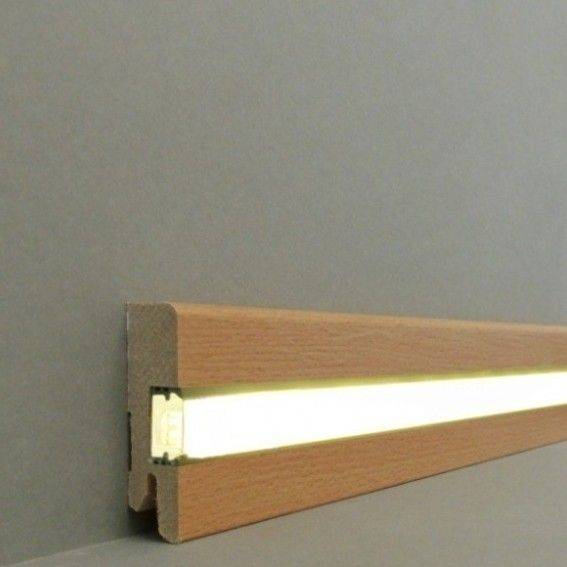 Hochwertige Licht Sockelleiste MDF-Kern, foliert braun (16 x 58 x 2500 mm) 716.702L von Südbrock