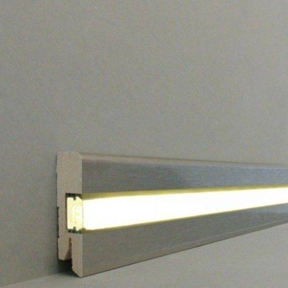 Qualitäts Licht Sockelleiste MDF-Kern, foliert grau (16 x 58 x 2500 mm) 716.733L von Südbrock