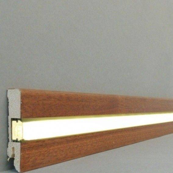 Licht Fußleiste Echtholz furniert lackiert dunkel braun 16 x 60 x 2500 mm by PROVISTON von PROVISTON