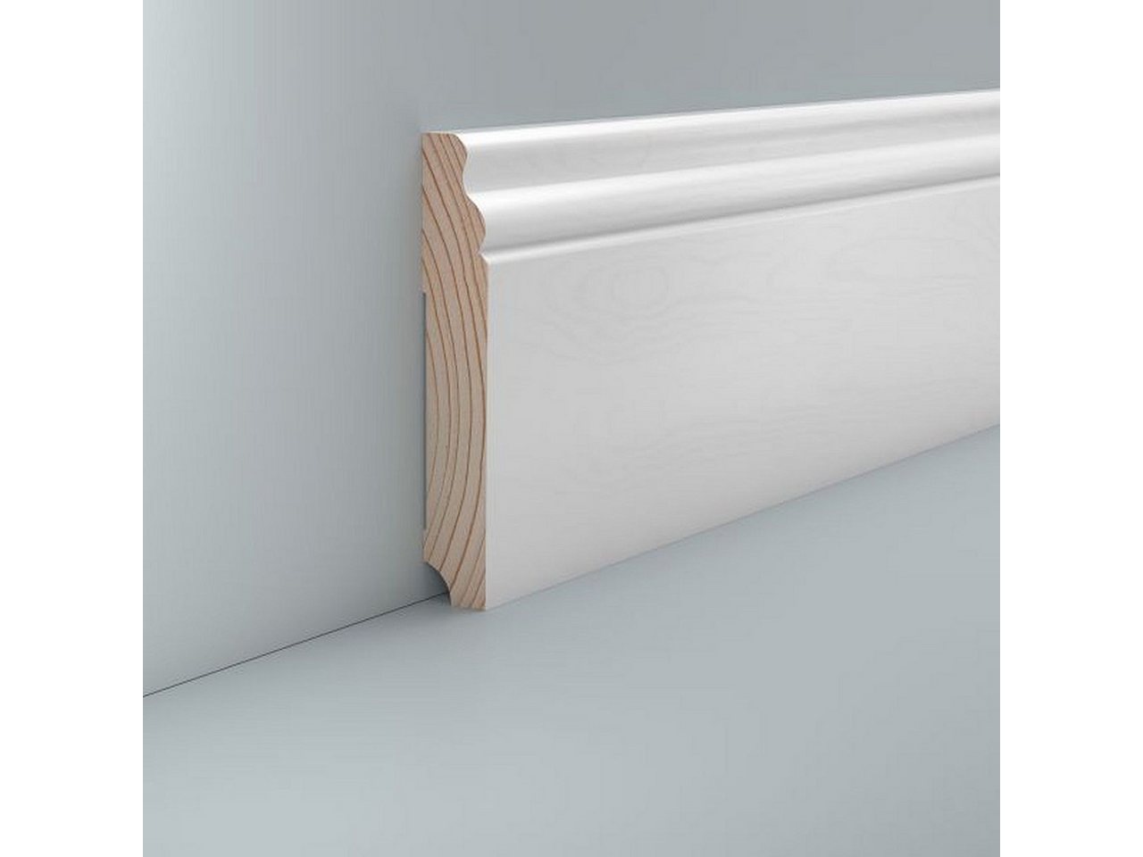 Südbrock Sockelleiste Holz lackiert 19 x 115 Fußleiste RAL 9016 Hamburger Profil, L: 250 cm, H: 11.5 cm, 1-St. von Südbrock