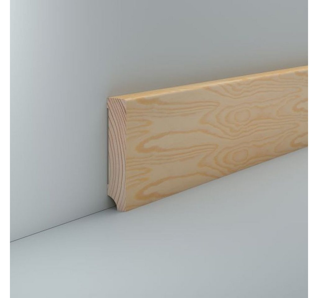 Südbrock Sockelleiste Sockelleiste Holz Kiefer 16x80 Fussleiste Unbehandelt Parkett, L: 250 cm, H: 8 cm, 1-St. von Südbrock