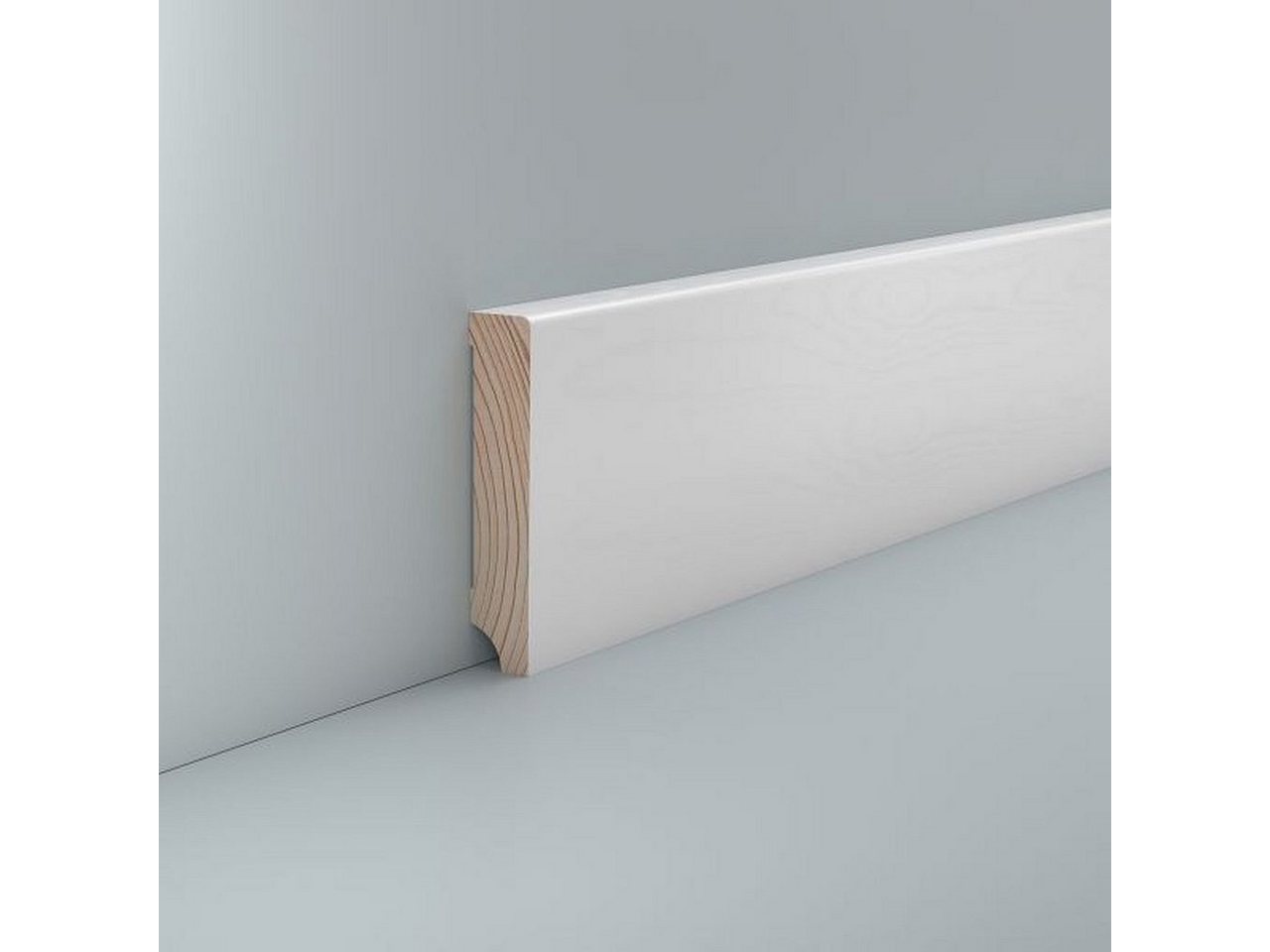 Südbrock Sockelleiste Sockelleiste weiß Holz 16x80 Kiefer lackiert RAL 9016 Fußleiste, L: 250 cm, H: 8 cm, 1-St. von Südbrock