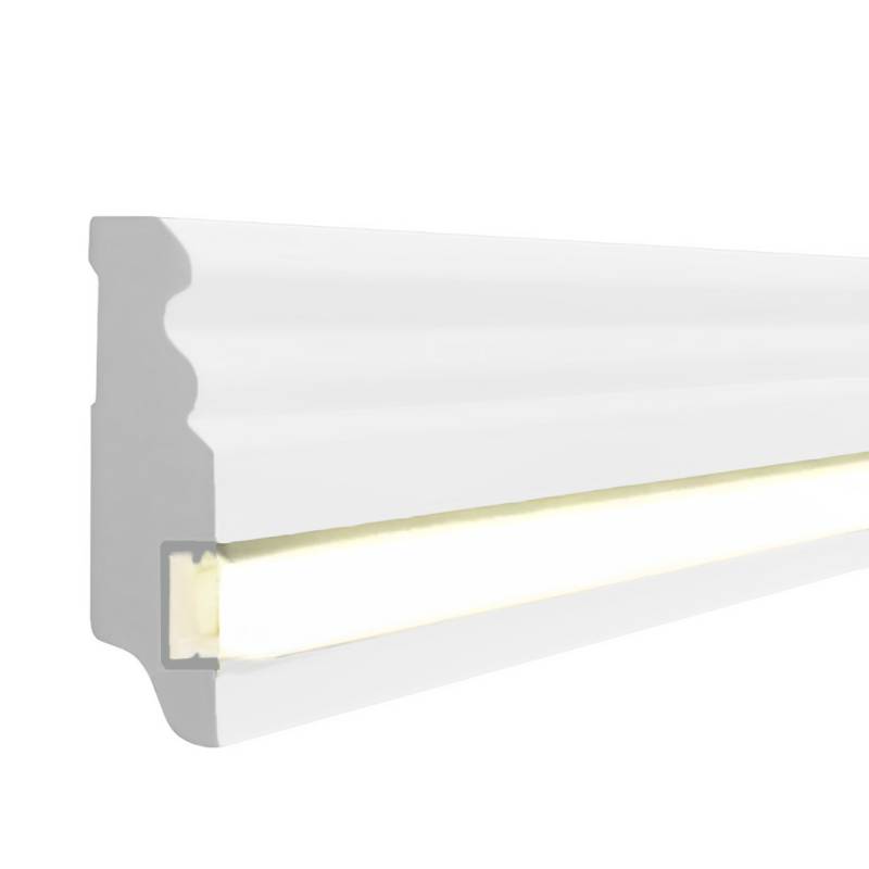 Zeitgemäße Licht Sockelleiste MDF-Kern, foliert weiß (19 x 80 x 2500 mm) by PROVISTON von PROVISTON