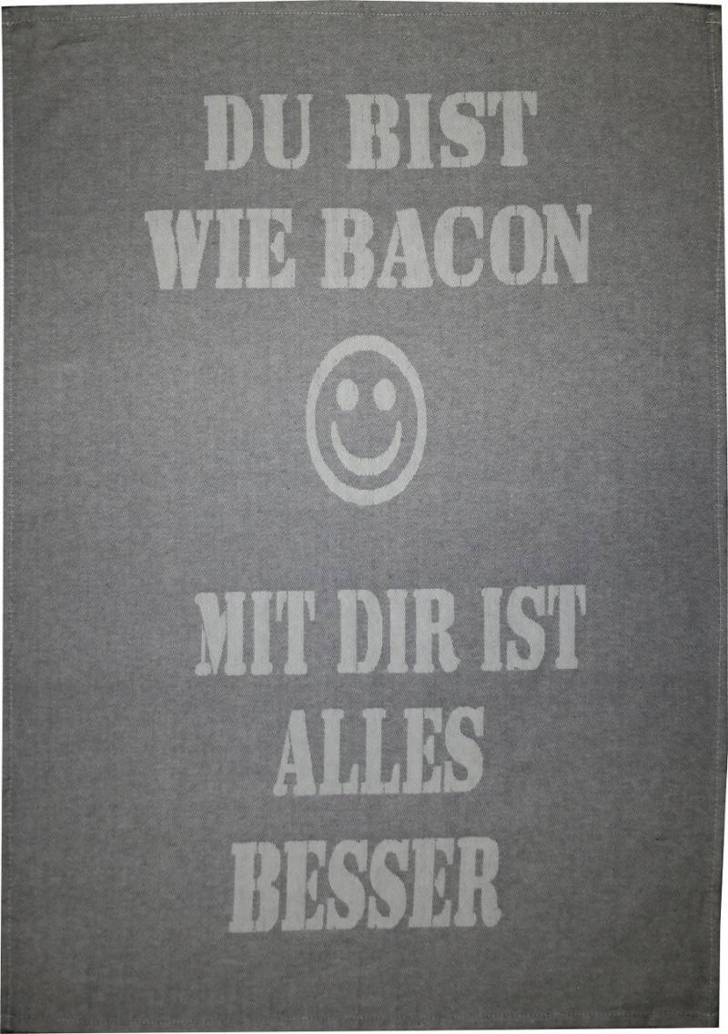 Geschirrtuch Du bist wie Bacon Baumwolle 50 x 70 cm grau weiß von Südlohner Frottierweberei