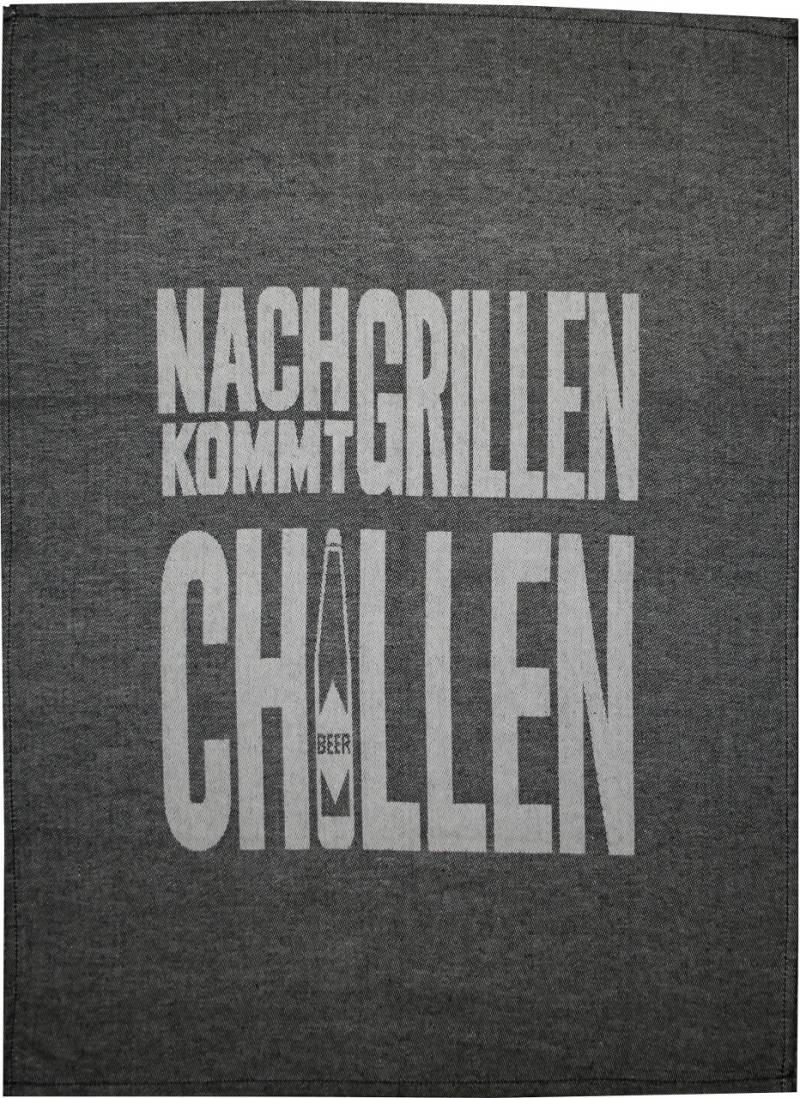 Geschirrtuch Grillen Chillen Baumwolle 50 x 70 cm rot schwarz von Südlohner Frottierweberei