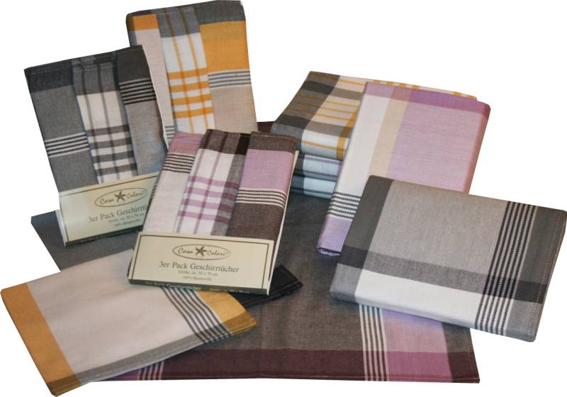 Geschirrtücher Baumwolle 50 x 70 cm 3er Pack 3-fach sortiert von Südlohner Frottierweberei