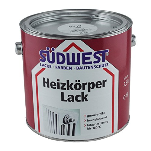 Südwest Heizkörperlack 2,5 Liter Weiß - Polyurethan (PU) - Metall - Flach - Heizkörperlack von Suedwest Verlag
