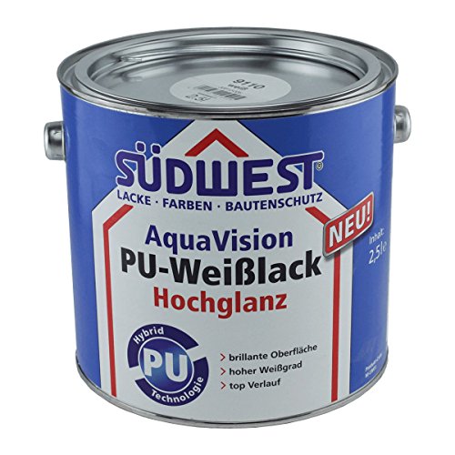 Südwest Hochglanzlack AquaVision PU-Weißlack Hochglanz 2,5 Liter von Suedwest Verlag