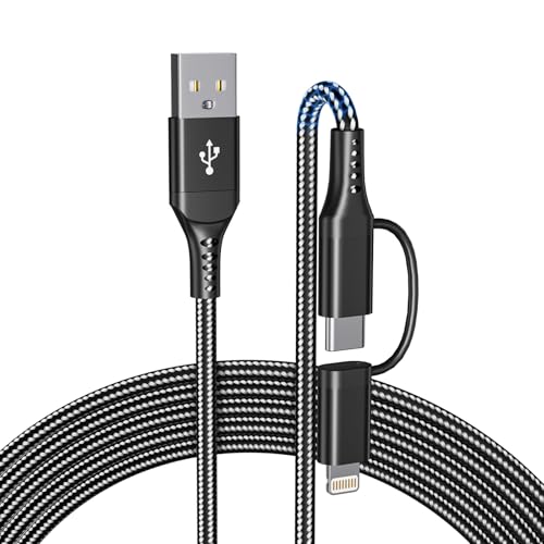 USB auf USB C Lightning Kabel 2M, 2 in 1 Android Auto & Apple Carplay Multi USB Ladekabel, Universal Nylon Geflochten USB C Kabel Schnellladekabel für iPhone 16/15/14/13/Samsung Galaxy/Huawei von Suejezt