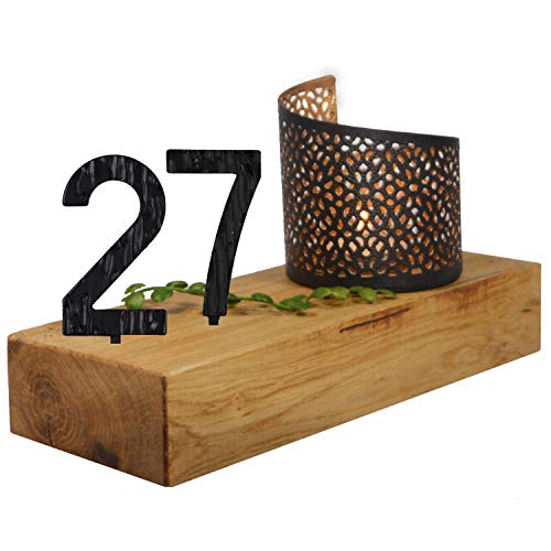 SünGross Holz Leuchter Eiche 10x24x4cm mit Wunschzahl und Deko Windlicht zum 27. Geburtstag von SünGross