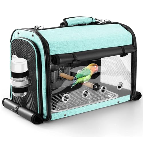 Suertree Transportbehälter für Vögel, Vogel Tragetasche Vogel Reisekäfig mit Ständer, Leichter Rucksack für Papagei, tragbare Vogel Reisetasche, Haustier transparente atmungsaktive Reisekäfig Suertree Transportbehälter für Vögel, Vogel Tragetasche Vogel Reisekäfig mit Ständer, Leichter Rucksack für Papagei, tragbare Vogel Reisetasche, Haustier transparente atmungsaktive Reisekäfig von Suertree