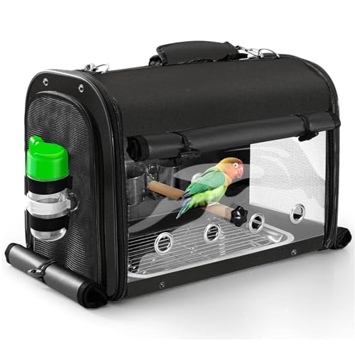 Suertree Transportbehälter für Vögel, Vogel Tragetasche Vogel Reisekäfig mit Ständer, Leichter Rucksack für Papagei, tragbare Vogel Reisetasche, Haustier transparente atmungsaktive Reisekäfig Suertree Transportbehälter für Vögel, Vogel Tragetasche Vogel Reisekäfig mit Ständer, Leichter Rucksack für Papagei, tragbare Vogel Reisetasche, Haustier transparente atmungsaktive Reisekäfig von Suertree