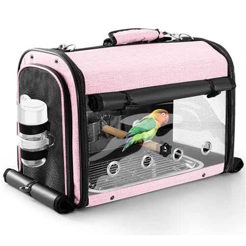Suertree Transportbehälter für Vögel, Vogel Tragetasche Vogel Reisekäfig mit Ständer, Leichter Rucksack für Papagei, tragbare Vogel Reisetasche, Haustier transparente atmungsaktive Reisekäfig Suertree Transportbehälter für Vögel, Vogel Tragetasche Vogel Reisekäfig mit Ständer, Leichter Rucksack für Papagei, tragbare Vogel Reisetasche, Haustier transparente atmungsaktive Reisekäfig von Suertree