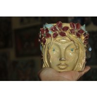 Handmade Dekoriert Stein Blumentopf Einzigartiges Gesicht Planter Handmade Dekoriert Stein Blumentopf Einzigartiges Gesicht Planter von SuesArts