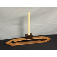 Webstuhl-Shuttle-Kerzenhalter, Boot-Shuttle, Spulenhalter, Primitiver Rustikaler Kerzenhalter, Südliches Holz Und Metall-Shuttle von SuesVintageAddiction